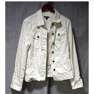 Tommy Hilfiger Women’s Medium Cream Denim Jacket Stretch Cotton